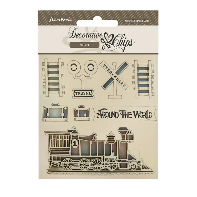 Chipboard Stamperia 14x14cm, Around the world, Train