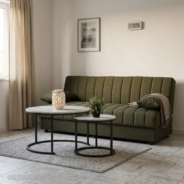 ΚΑΝΑΠΕΣ ΚΡΕΒΑΤΙ ANDRI ΤΡΙΘΕΣΙΟΣ DARK OLIVE FB93239.05 180x72x77 εκ. 2