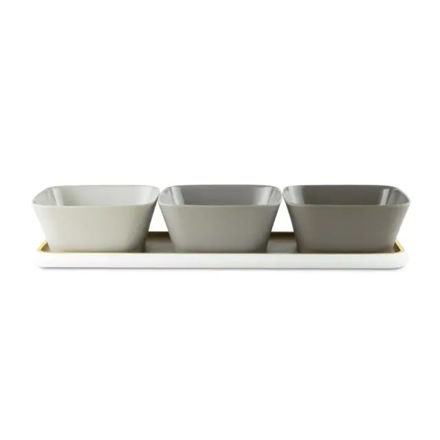 Pebbly Bamboo Fiber Appetizer Set Grey