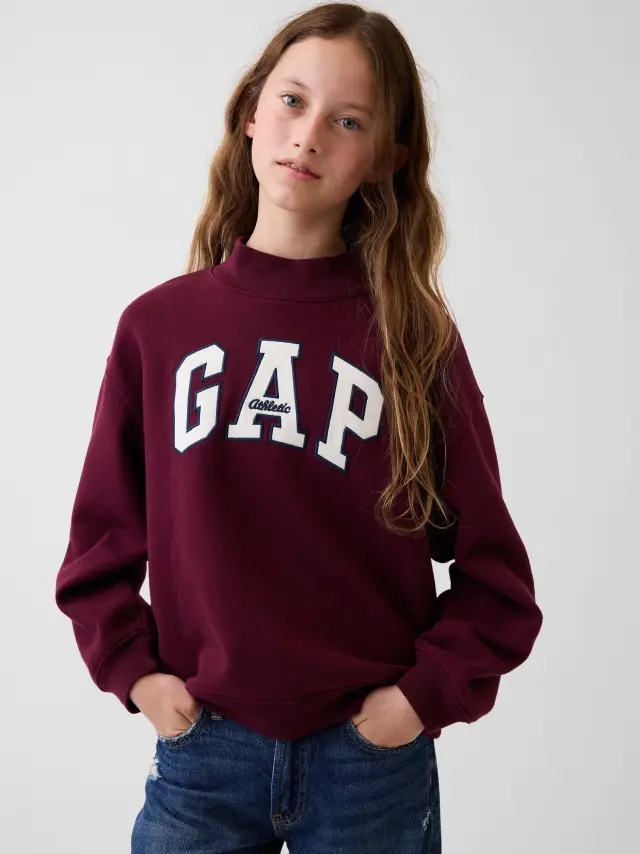 Παιδικό Φούτερ VintageSoft Oversized Γραμμής Mockneck με Λογότυπο Tuscan red - L