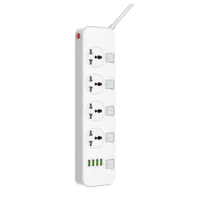Ldnio Πολύπριζο Ασφαλείας 4 Θέσεων με Διακόπτη, 4 USB και Καλώδιο 2m Λευκό SC4408