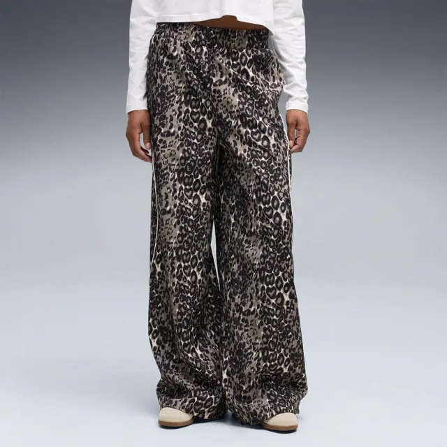 Puma Women's Sport Animal Relaxed Allover Print Wide Leg Woven Pants Μπεζ 694005-81 (Puma)