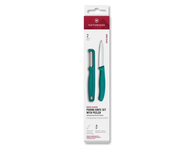 Σετ Μαχαίρια Γενικής Χρήσης & Αποφλοιωτής Victorinox Swiss Classic με μήκος λεπίδας 8cm - Green - 2 τεμάχια	6.7114.21C1 2