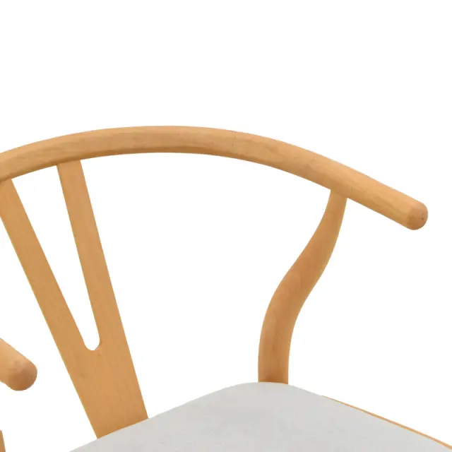 Καρέκλα Wishbone pakoworld rubberwood-ύφασμα σε φυσική-γκρι απόχρωση 51x58x73εκ 3