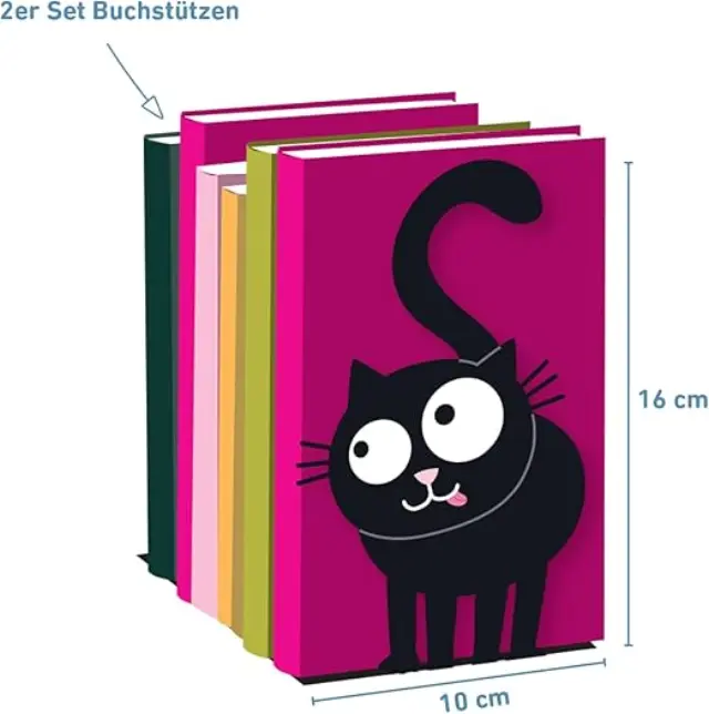 Moses Βιβλιοστάτης Μεταλλικός Διπλός / 2pcs Book End: Ed, the Cat 2