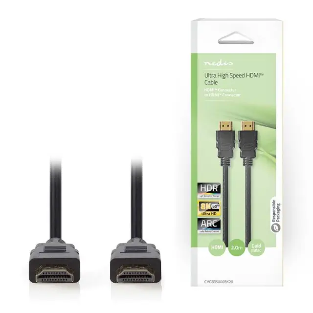 Καλώδιο Ultra High Speed HDMI αρσ. - HDMI αρσ., με επίχρυσες επαφές, 2.00m.