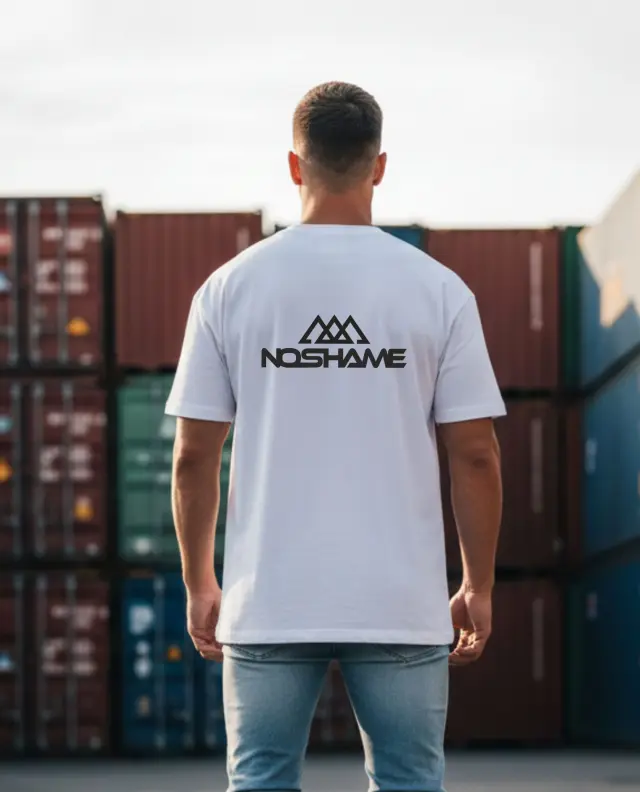 T-shirt Noshame® Oversized Λευκό με τύπωμα - 142612 - XXL