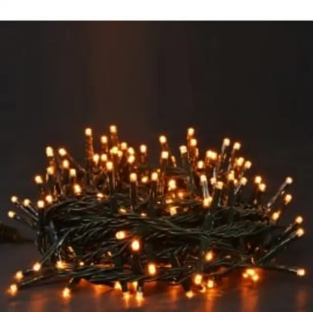 400 LED σε σειρά με πρόγραμμα πράσινο καλώδιο, θερμό λευκό