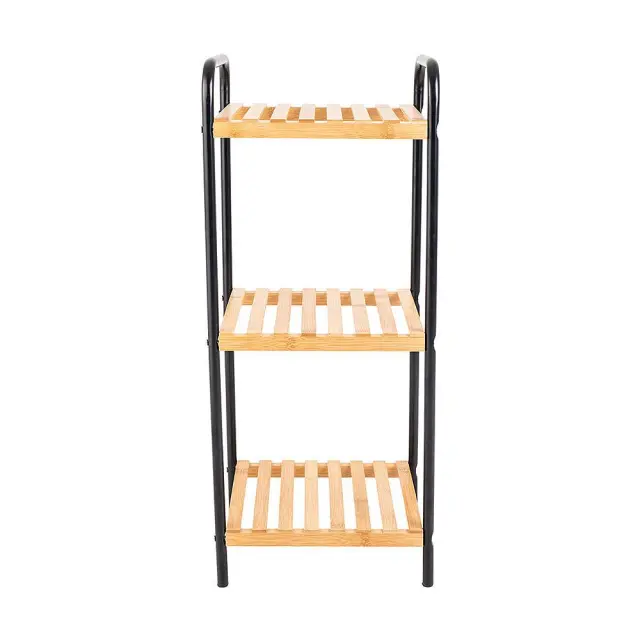 Ραφιέρα Επιδαπέδια Essentials Με Βάση 3 Επίπεδων Bamboo/Μέταλλο 30x26x75cm Estia 02-13110