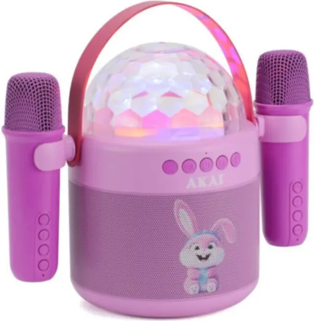 Akai Ηχείο Karaoke με Ασύρματα Μικρόφωνα και Εφέ Φωτισμού JoyBox Kids 110583-0038 σε Ροζ Χρώμα 3