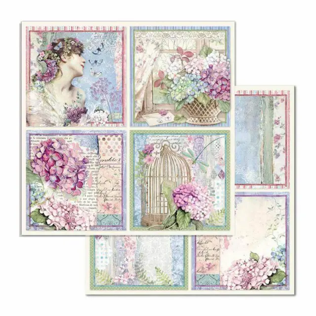 Χαρτί Scrapbooking Stamperia Διπλής Όψης - Hortensia 4 Cards - 31x30cm