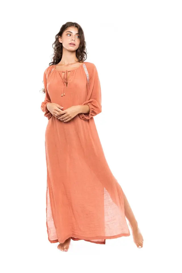 B270 - Salmon - BEACHWEAR CREPE BOHO 2