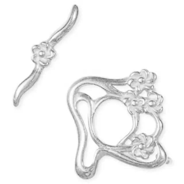 Κούμπωμα Flower 22mm με Πείρο - Silver Plated - 1τεμ