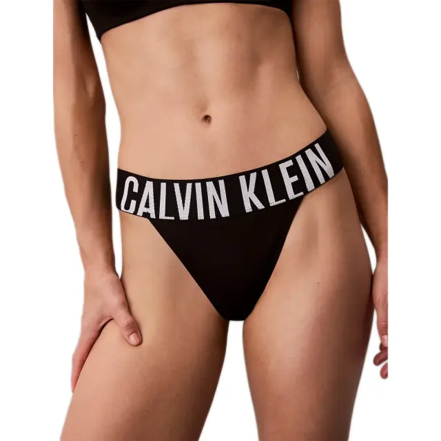 Calvin Klein Γυναικείο String Ψηλόμεσο - Intense Power Microfibre, Χρώμα Μαύρο - M