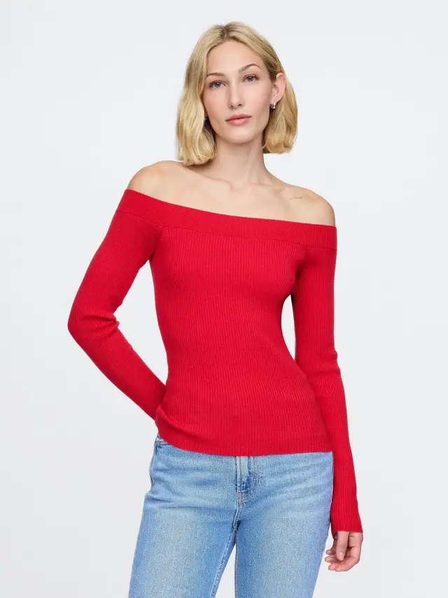 Off-Shoulder Πουλόβερ Τοπ Modern red