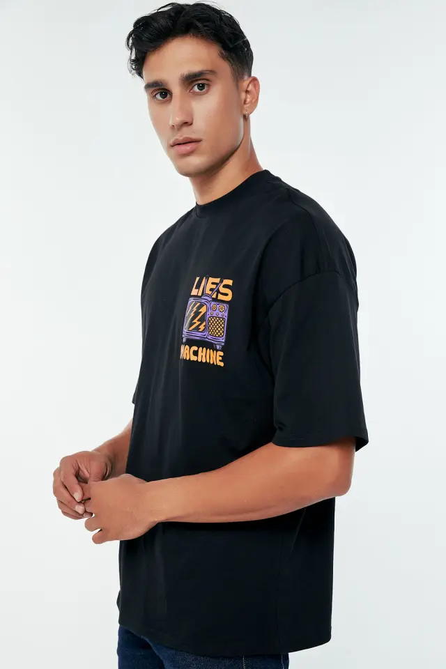 T-Shirt Βαμβακερό Lies Μαύρο 2