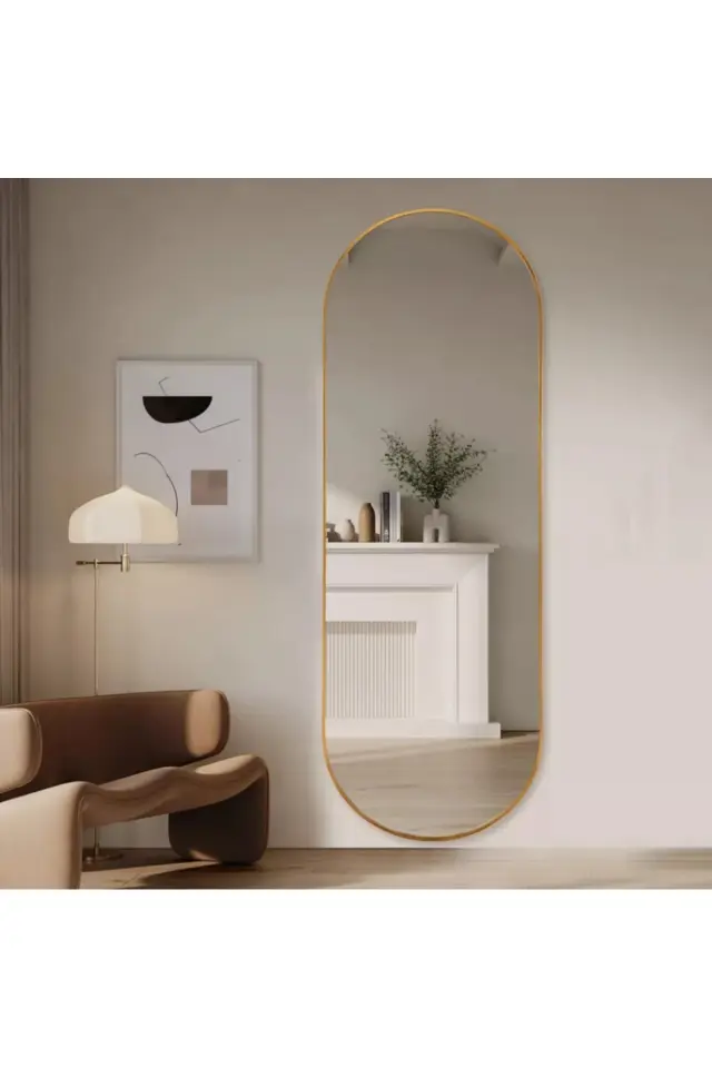 Stewehome Διακοσμητικός καθρέφτης τοίχου MDF οβάλ 180x60 cm