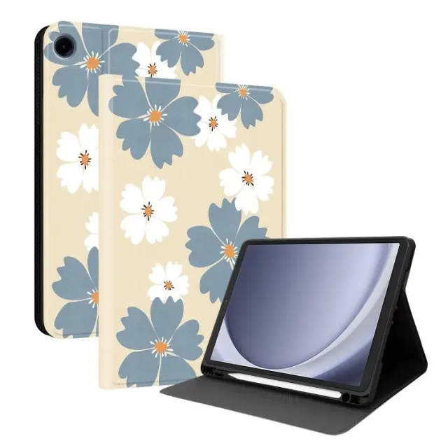 Flip Cover Θήκη για Galaxy Tab A9/A11-Beige Daisy OEM