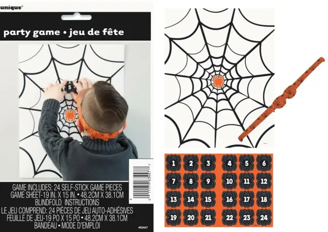 Pin the Spider on the Web Party Game for 24
