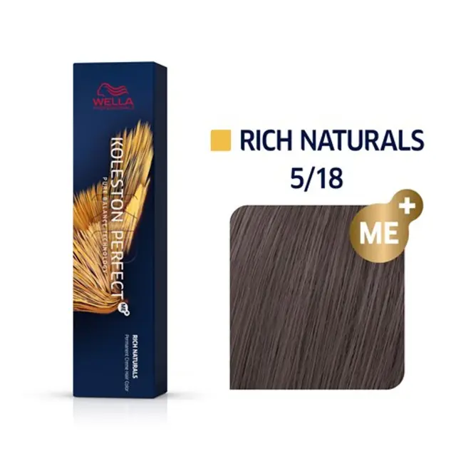 Wella Professionals Koleston Perfect Me+ Rich Naturals Βαφή Μαλλιών 60ml - 5/18 Ανοιχτό Σταχτί Ανοιχτό Περλέ 2