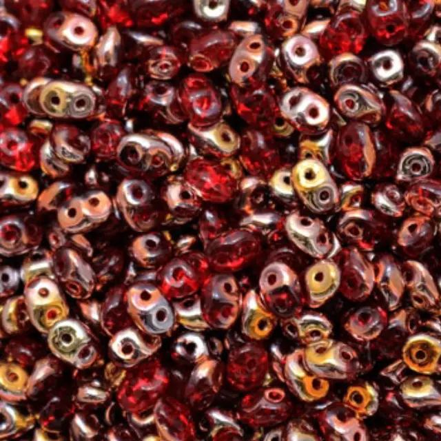 Χάντρα Superduo - Ruby Capri Gold - 2.5x5mm ~7gr