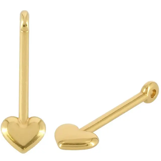 Μεταλλικό Χυτό Μοτίφ Μπάρα Καρδιά, 24K Gold Plated, 9x29mm - 5τεμ