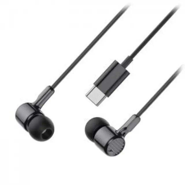 Ενσύρματα in-ear μεταλλικά ακουστικά με μικρόφωνο και βύσμα USB-C, σε μαύρο χρώμα 3