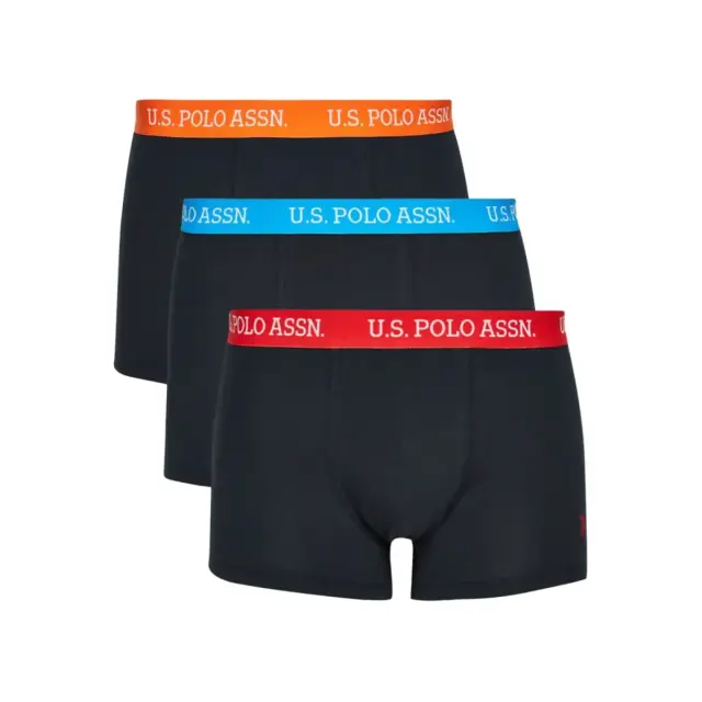 U.S. Polo ASSN. Ανδρικό Boxer Stretch RBO- Τριπλό Πακέτο, Χρώμα Πορτοκαλί-Μπλε-Κόκκινο - S