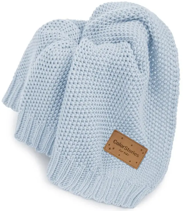 Κουβέρτα Πλεκτή Βαμβακερή 75x90cm Leo Color Baby Blue 5902837490267