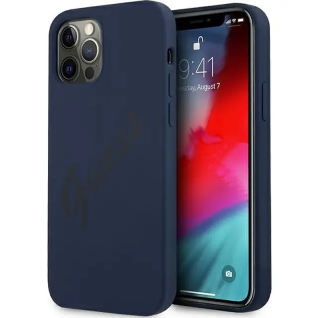 Guess Vintage Script Back Cover Πλαστικό Μπλε (iPhone 12 Pro Max)