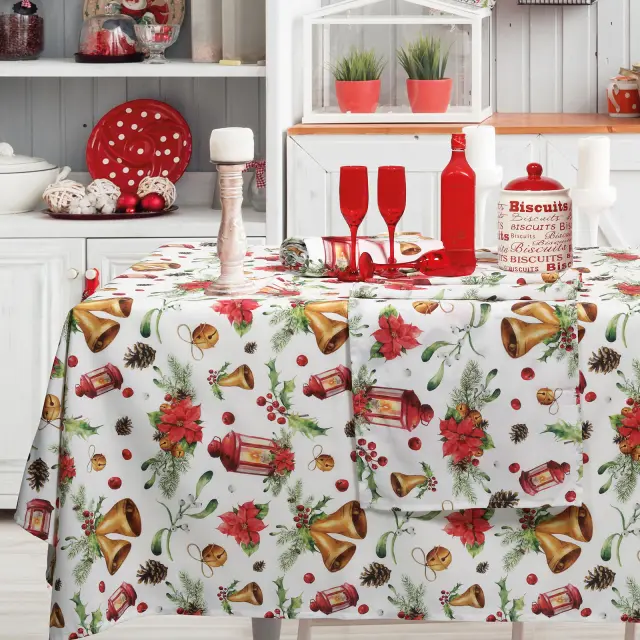 Τραπεζομάντηλο 140x180 Christmas Das Home 0624 Red-Beige-Gold 60% Βαμβάκι-40% Πολυέστερ 2