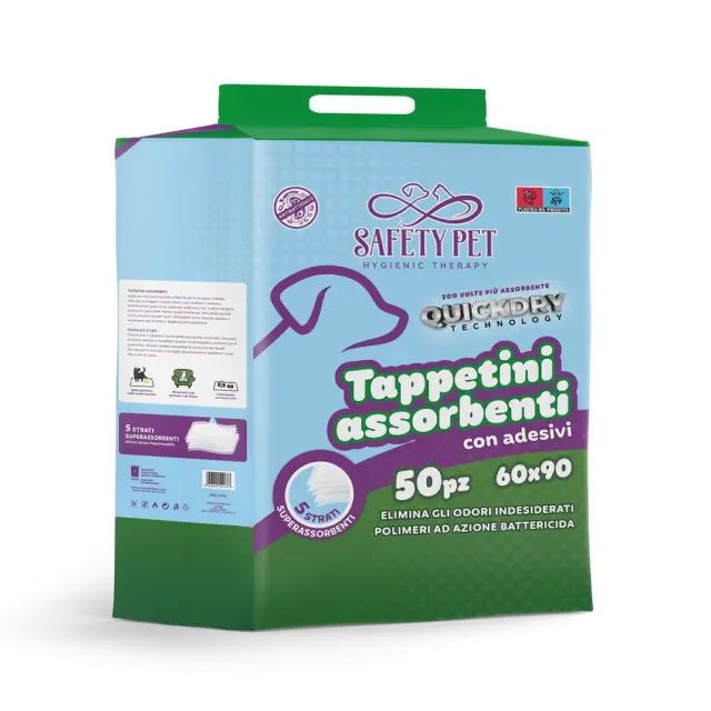 Safety Pet Quickdry Επιδαπέδιες Πάνες Σκύλου 60×90cm 50τμχ