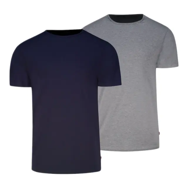 Levi's Ανδρικό Φανελάκι Κοντό Μανίκι Solid Crew Neck - Διπλό Πακέτο, Χρώμα Σκούρο Μπλε-Γκρι Μελανζέ - M
