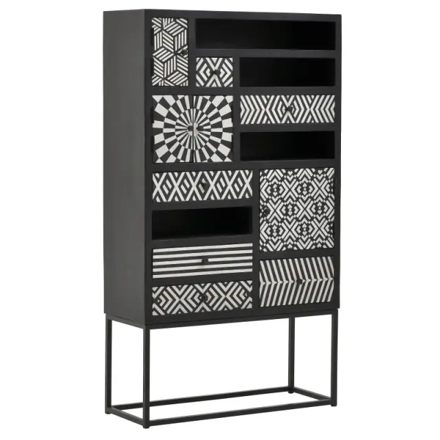 Συρταριέρα Λευκό/Μαύρο Ξύλο 90x35x160cm 3-50-350-0053