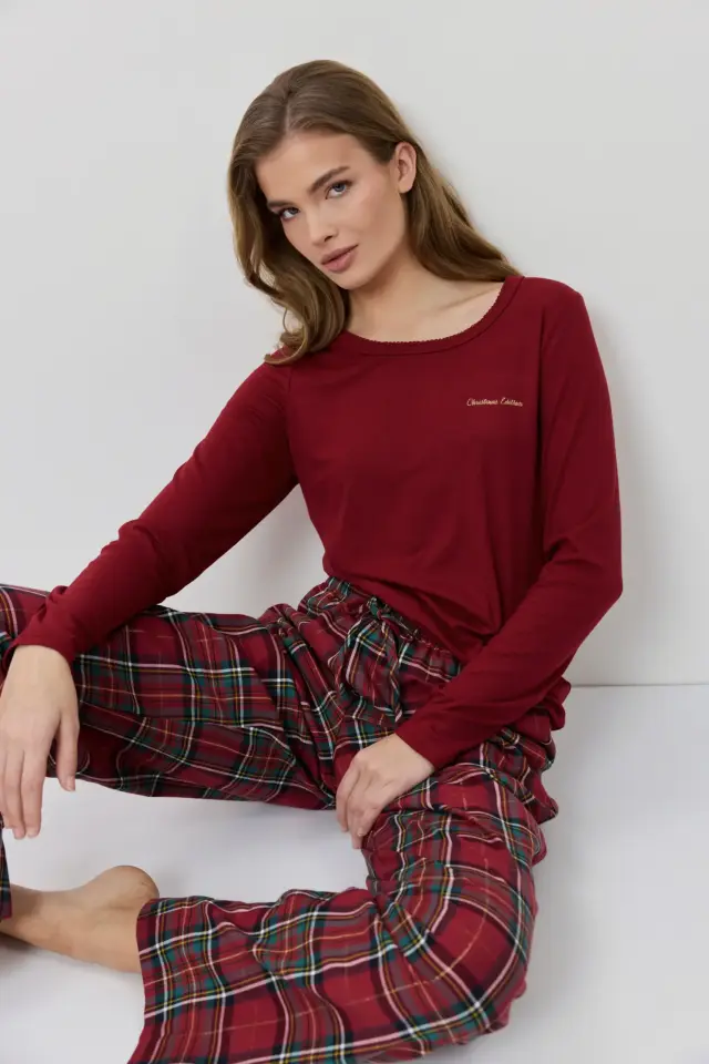 Aruelle Chrissy Γυναικεία Πιτζάμα Κόκκινο Καρό Christmas Edition Print 2