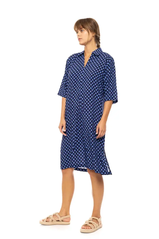 Beachwear Long B567 Blue Azure Pink Label 3