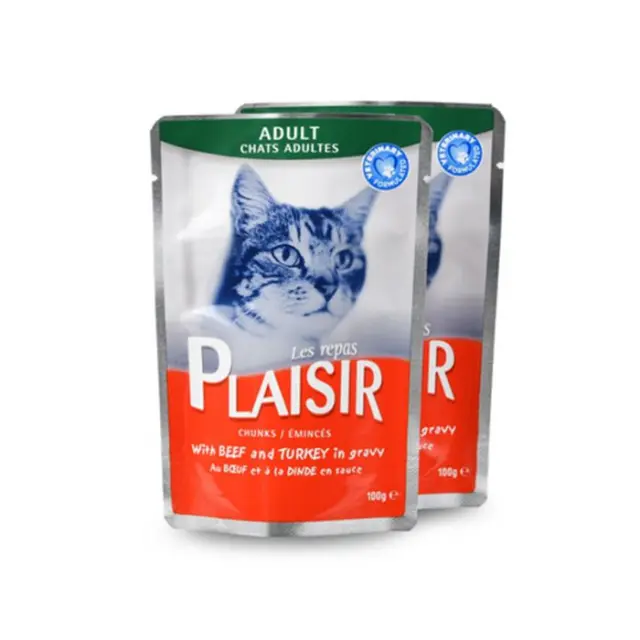 Plaisir Adult Sterilised με Βοδινό και Γαλοπούλα με Σάλτσα 100gr