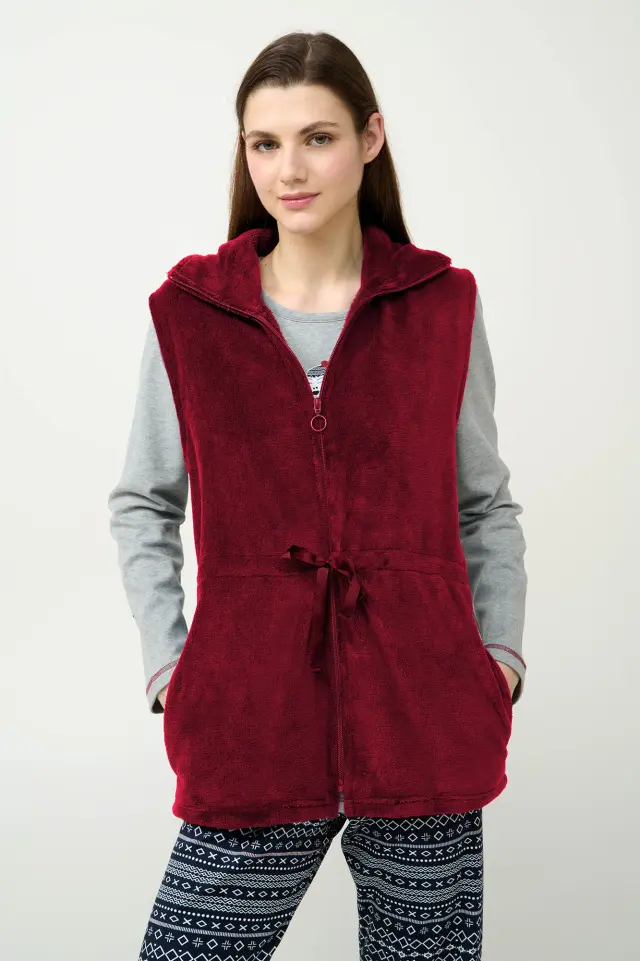 Γυναικείο Γιλέκο Fleece με Φερμουάρ Vamp 23359 RED PORTO