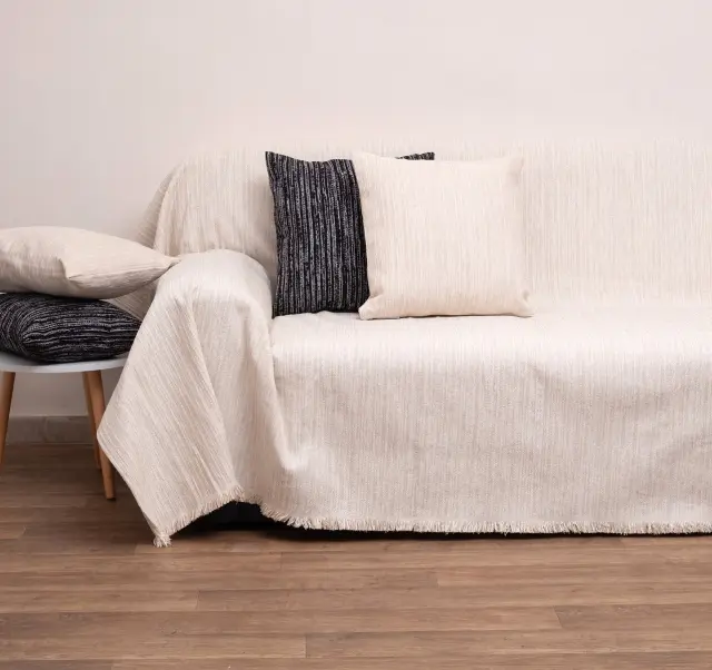 Ριχτάρι Πολυθρόνας 180x180 Anna Riska 1453 Ivory 100% Chenille