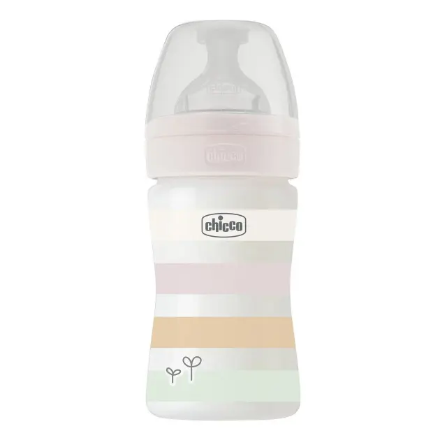 CHICCO Πλαστικό Μπιμπερό Well Being Κατά των Κολικών με Θηλή Σιλικόνης για 0+ μηνών Ροζ 150ml 3