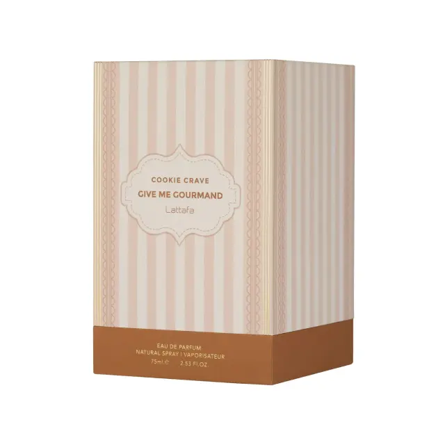 Lattafa Give me Gourmand Cookie Crave Eau De Parfum, Unisex Άρωμα με Βούτυρο κακάο, Cookies, Ζάχαρη & Γάλα 75ml 3
