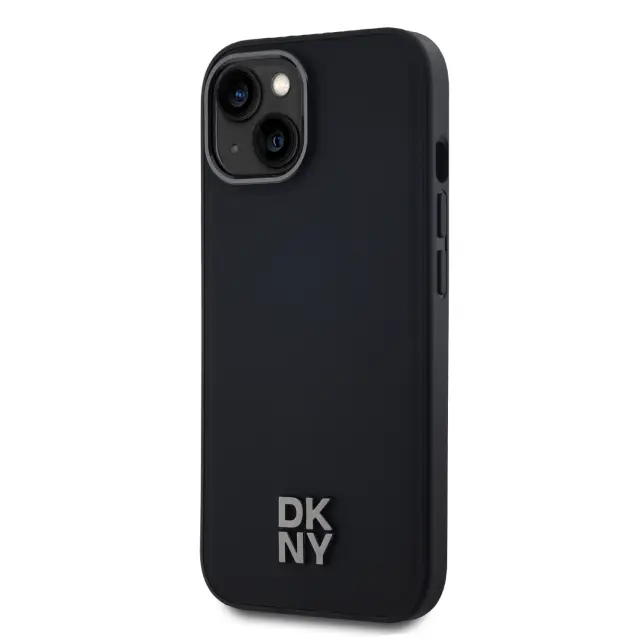 DKNY PU Leather Stack Logo Magsafe Case for iPhone 15 Black 3
