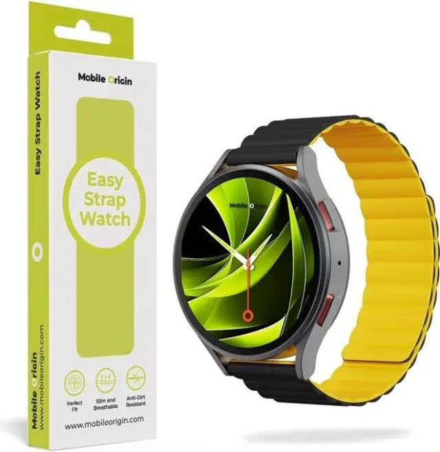 Mobile Origin Easy Strap Magnetic Watch 20mm Black/Yellow