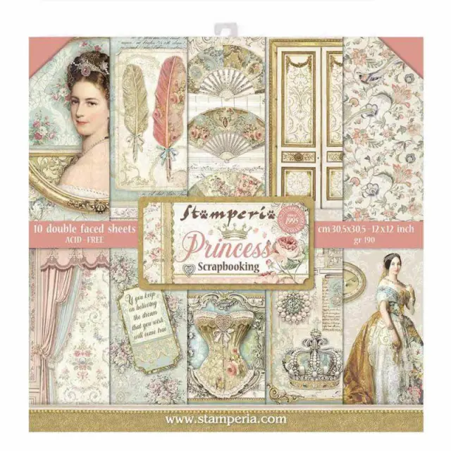 Σετ 10 Χαρτιά Scrapbooking Stamperia Διπλής Όψης - Princess - 30x30cm