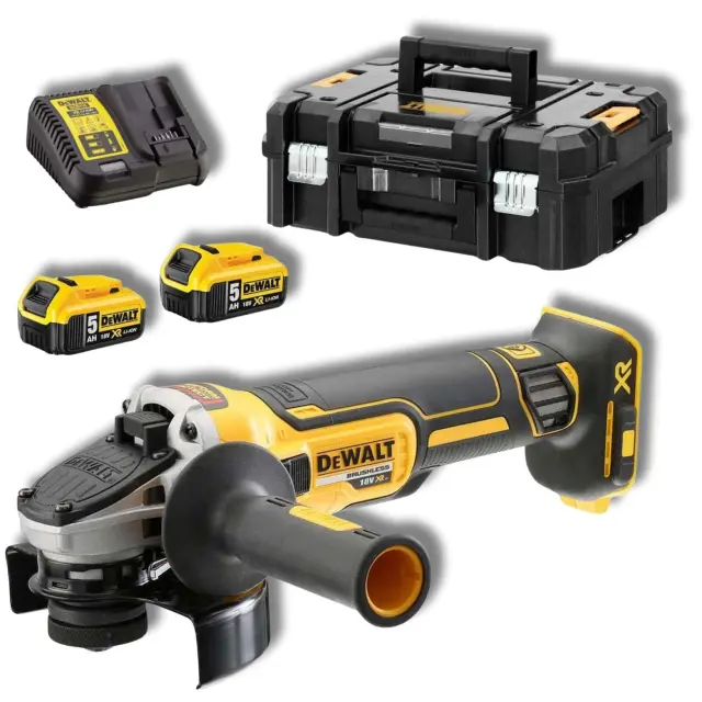 DeWalt DCG405P2 - Γωνιακός Τροχός Μπαταρίας 18V XR Brushless σε Βαλίτσα Μεταφοράς TSTAK με Φορτιστή + 2 Μπαταρίες 5.0Ah (2×5.0Ah)