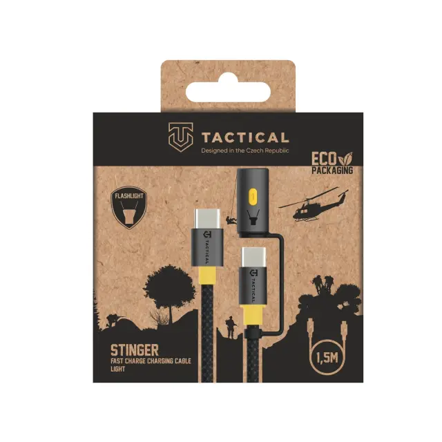 Tactical® LED Stinger Cable USB-C/USB-C 1,5m /Black.
