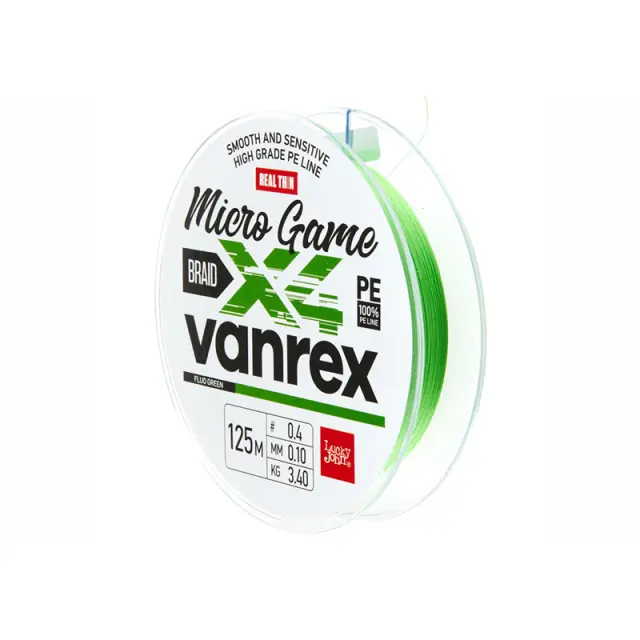 Νήμα Lucky John Vanrex X4 Micro Game Fluo Green 125m 0.08mm - PE 0.2 2