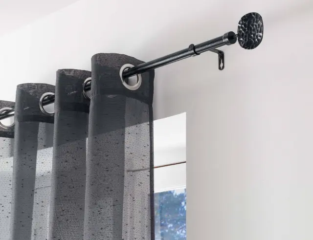 Μονό Κουρτινόξυλο Bullette Douceur d'intérieur με διάμετρο 19mm και επέκταση 120 - 210cm - Black/Silver 1900297