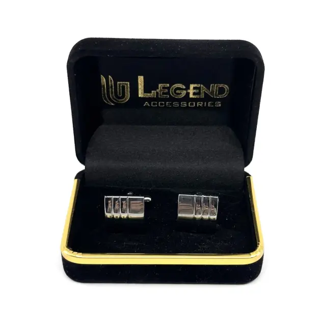 Ασημί Τετράγωνα Σχεδιαστικά Μανικετόκουμπα – LGD-XK-166