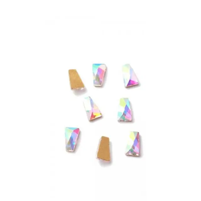 Glass Rhinestone για Κόλλα Crystal AB Trapezoid 6.5mm - 15τεμ